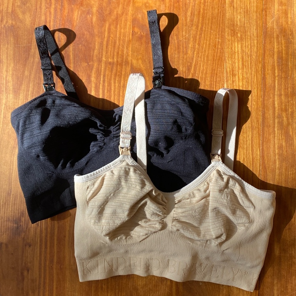 Kindred Bravely Nursing and Pumping Bras, small, beige and black